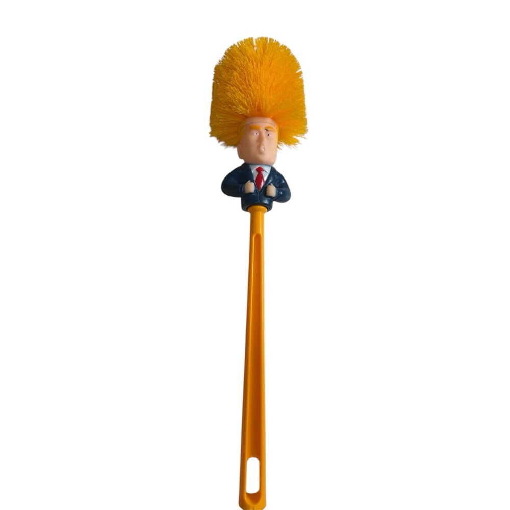 Novelty Orange Trump Toilet Brush with Holder - Picture 4 of 6